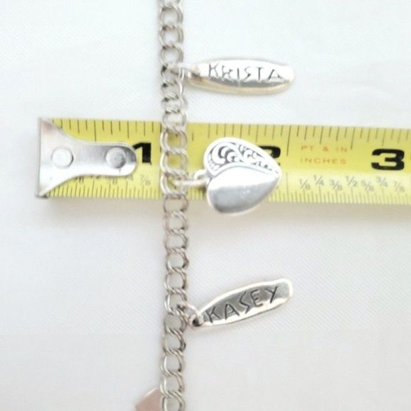 Double Link Charm Bracelet Heart Charms 925 Sterling Silver 7" - Picture 13 of 13